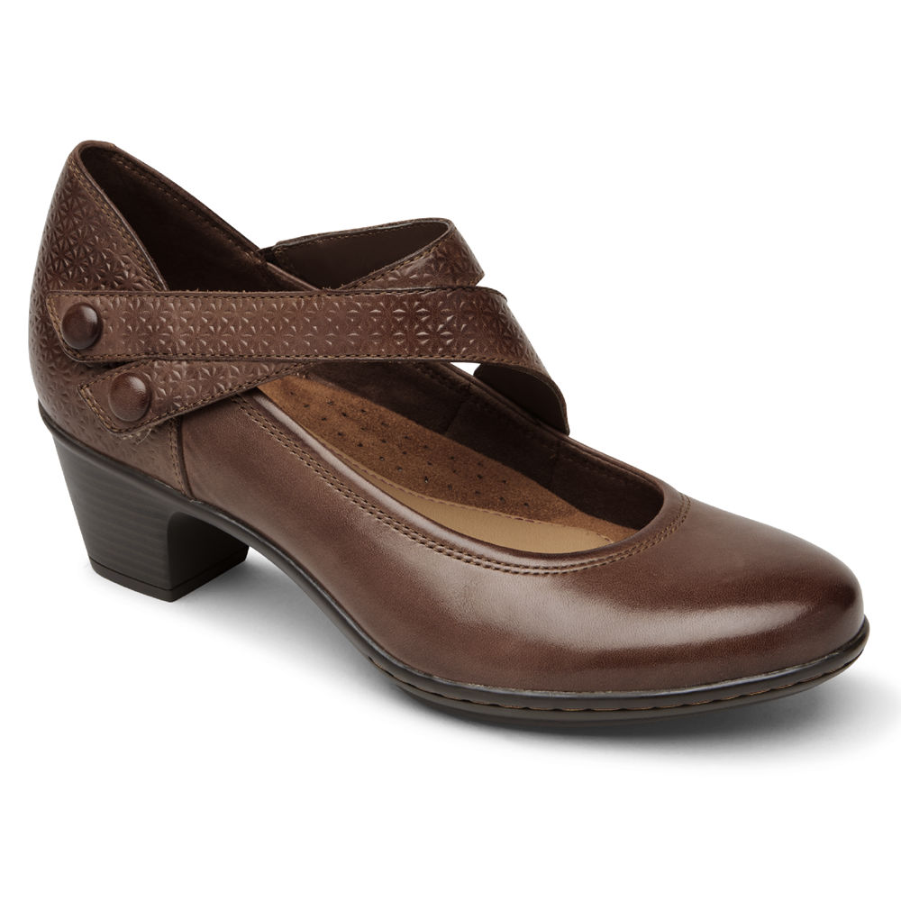 Rockport Womens Wedges Brown - Cobb Hill Kailyn Asymmetrical Mary Jane - UK 693-GOSJDM